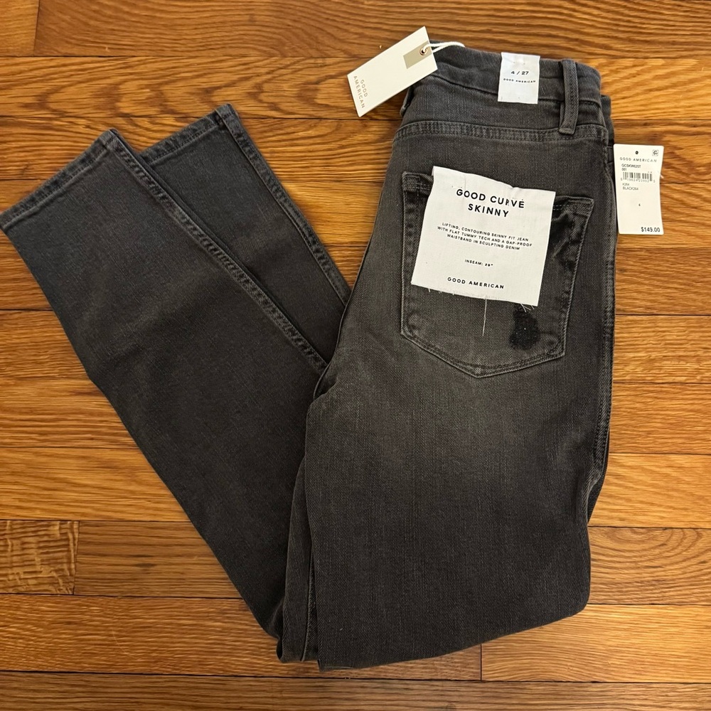 Good American Black Skinny Jeans Sleek Fit